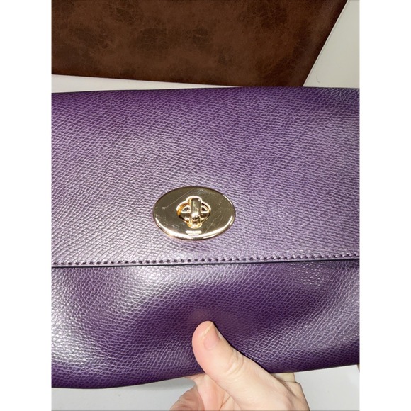 COACH Ruby F54849 Deep Plum Cross Grain Leather Crossbody/Wristlet/Shoulder Bag - Picture 15 of 15